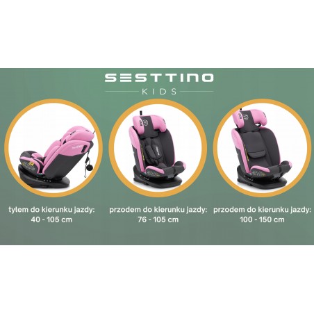 Fotelik samochodowy SESTTINO i-Size 40-150cm Oktagon Pink 0-36 kg - 12