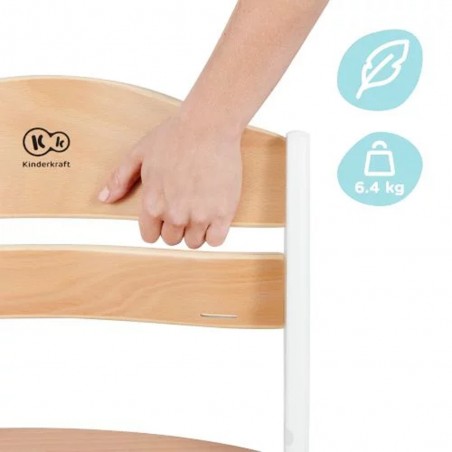 Krzesełko do karmienia drewniane + poduszka Kinderkraft ENOCK białe - 11