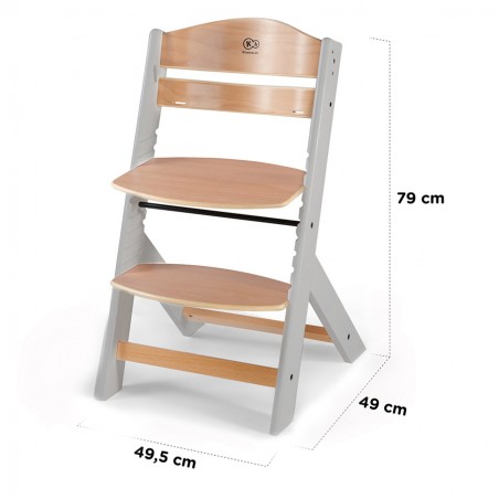 Krzesełko do karmienia drewniane Kinderkraft ENOCK szare bez poduszki - 6