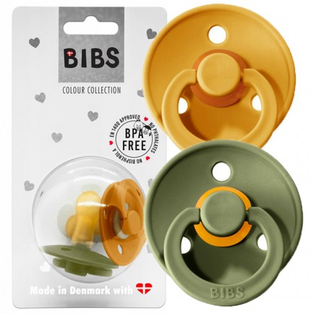 Smoczki uspokajające BIBS 0-6 2 szt. honey bee i olive - 1