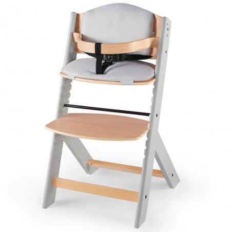 Krzesełko do karmienia drewniane + poduszka Kinderkraft ENOCK Szare - 1