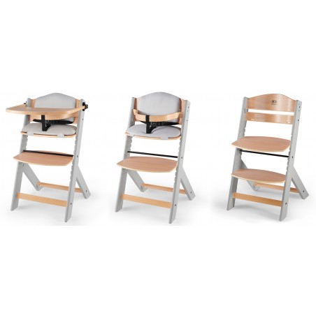 Krzesełko do karmienia drewniane + poduszka Kinderkraft ENOCK Szare - 2