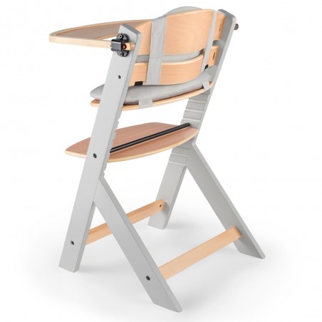 Krzesełko do karmienia drewniane + poduszka Kinderkraft ENOCK Szare - 3