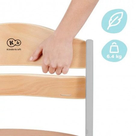 Krzesełko do karmienia drewniane + poduszka Kinderkraft ENOCK Szare - 11