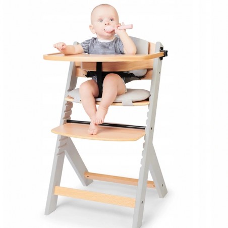 Krzesełko do karmienia drewniane + poduszka Kinderkraft ENOCK Szare - 12