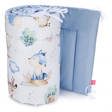 Babyboom dwustronny ochraniacz do łóżeczka dziecięcego Premium 180x30 cm Jeżyk i przyjaciele/niebieski - 1