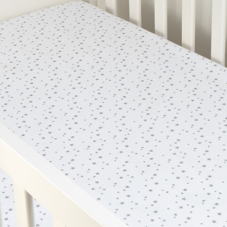 Babyboom prześcieradło bawełniane do łóżeczka dziecięcego 120x60 cm Premium Gwiazdozbiór biały - 1