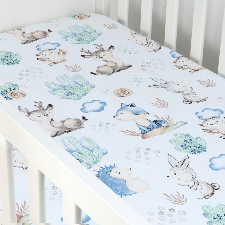 Babyboom prześcieradło bawełniane do łóżeczka dziecięcego 120x60 cm Premium Jeżyki i przyjaciele - 1