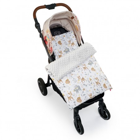 Babyboom komplet do wózka Premium minky z bawełną, zestaw kocyk + poduszka Jelonek/szary - 2