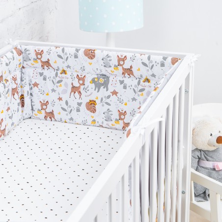 Babyboom dwustronny ochraniacz do łóżeczka dziecięcego Premium 180x30 cm Jelonek / szary - 2