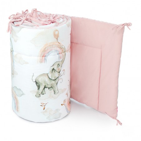 Babyboom dwustronny ochraniacz do łóżeczka dziecięcego Premium 180x30 cm Magical Elephant / różowy - 1