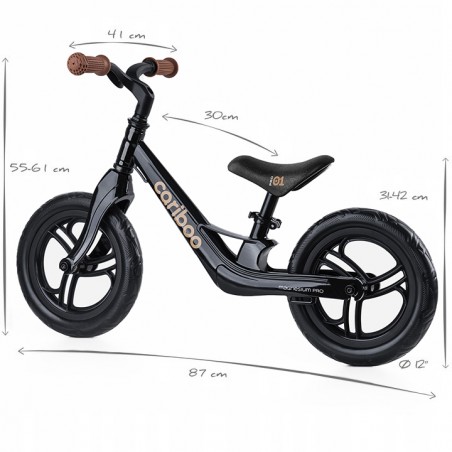 Cariboo rowerek biegowy Magnesium Pro Czarno Brązowy ultralekki regulowany - 7