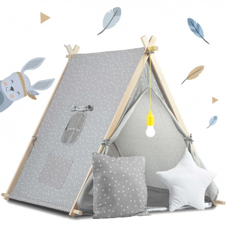 Namiot domek dla dzieci z lampką Nukido - szary - 1