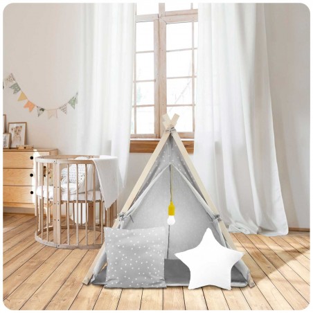 Namiot domek dla dzieci z lampką Nukido - szary - 3