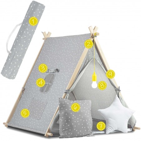 Namiot domek dla dzieci z lampką Nukido - szary - 7