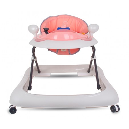 Sun Baby Chodzik dla dziecka ze stoperami i kierownicą - różowo szary - 4