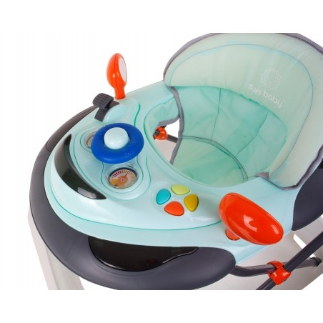 Sun Baby Chodzik dla dziecka ze stoperami i kierownicą - turkusowo szary - 2