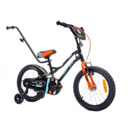 Sun Baby Rowerek dla chłopca 16 cali Tiger Bike z pchaczem czarno - pomarańczow - turkusowy - 1