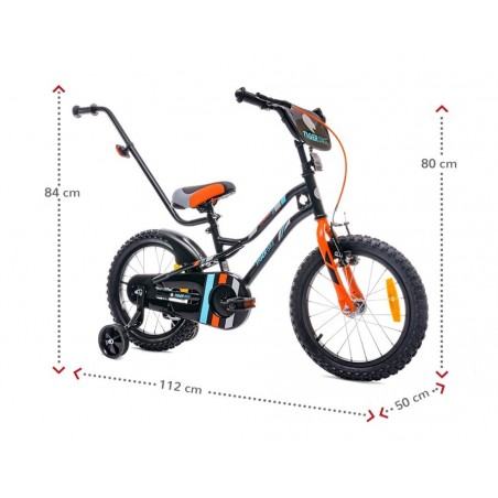 Sun Baby Rowerek dla chłopca 16 cali Tiger Bike z pchaczem czarno - pomarańczow - turkusowy - 8