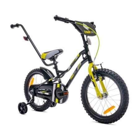 Sun Baby Rowerek dla chłopca 16 cali Tiger Bike z pchaczem czarno - żołto - szary - 1
