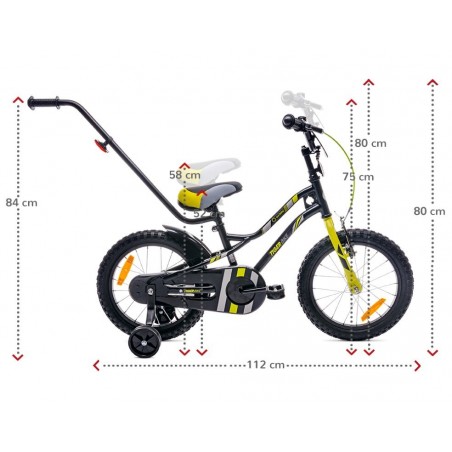 Sun Baby Rowerek dla chłopca 16 cali Tiger Bike z pchaczem czarno - żołto - szary - 8
