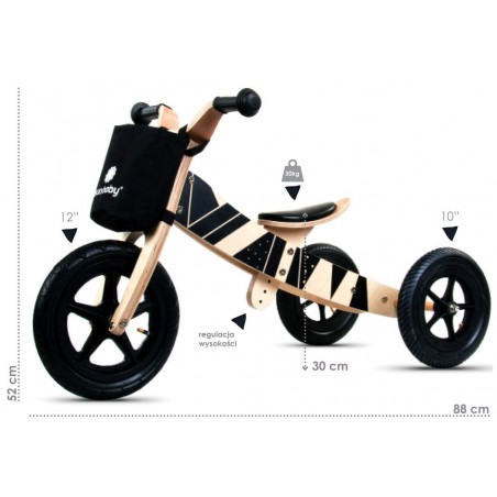 Sun Baby Rowerek biegowy drewniany dla 2 latka 2w1 Twist Plus - Samoa Black Edition - 5