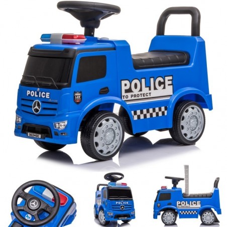 Sun Baby Pojazd jeździk dla dziecka na roczek, pchacz Mercedes Antos Policja dźwięki niebieski - 19