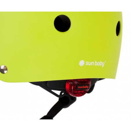 Sun Baby Kask rowerowy dla dzieci TRACKER- Love 2 RIDE, rozm. S, 50-54 cm z lampką LED i klipsem magnetycznym Lime - 2