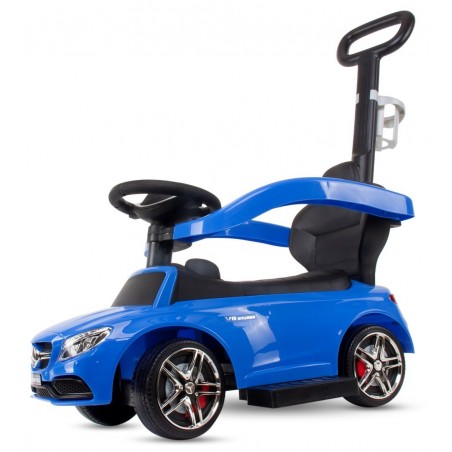 Sun Baby Jeździk pchacz chodzik dla dziecka Mercedes AMG C63 COUPE z popychaczem i podnóżkiem niebieski - 1