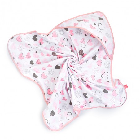 Babyboom okrycie kąpielowe ręcznik 85x85 cm Bawełna 100% Serduszka różowe - 2