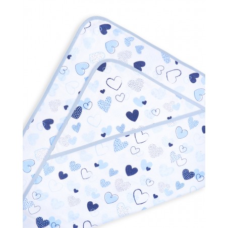 Babyboom okrycie kąpielowe ręcznik 85x85 cm Bawełna 100% Serduszka niebieskie - 1