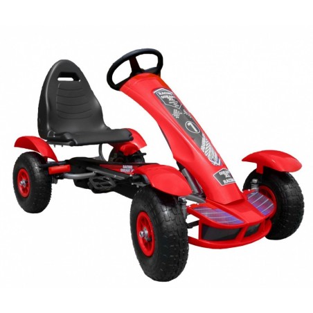 Gokart na pedały Racing XL dla dzieci 3+ Czerwony + Pompowane koła + Regulacja fotela + Wolny bieg - 7