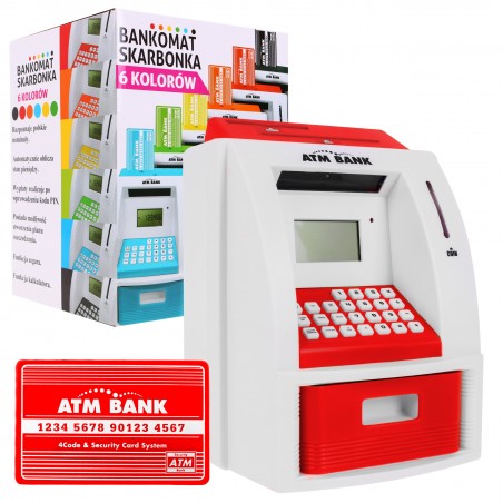 Bankomat skarbonka dla dzieci 3+ czerwony Interaktywne funkcje + Karta bankomatowa - 4