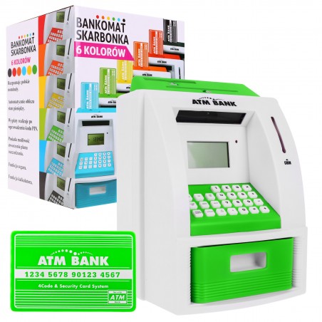 Bankomat skarbonka dla dzieci 3+ zielony Interaktywne funkcje + Karta bankomatowa - 4