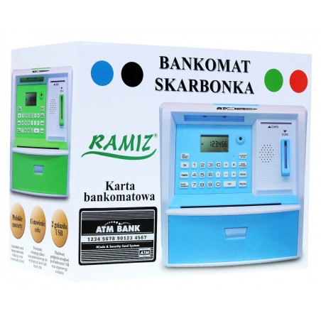 Bankomat z kartą Skarbonka dla dzieci 3+ czerwony Interaktywne funkcje + Tryb oszczędzania - 3