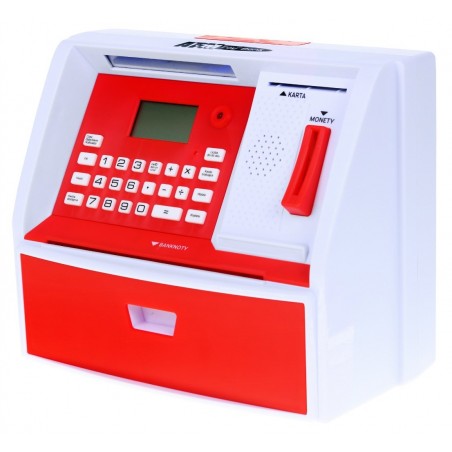 Bankomat z kartą Skarbonka dla dzieci 3+ czerwony Interaktywne funkcje + Tryb oszczędzania - 5