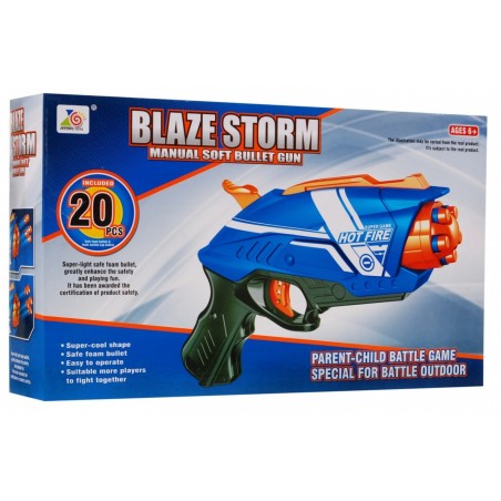 Manualny Pistolet dla dzieci 6+ Blaze Storm Mechanizm sprężynowy + 20 długich Pocisków z pianki - 3