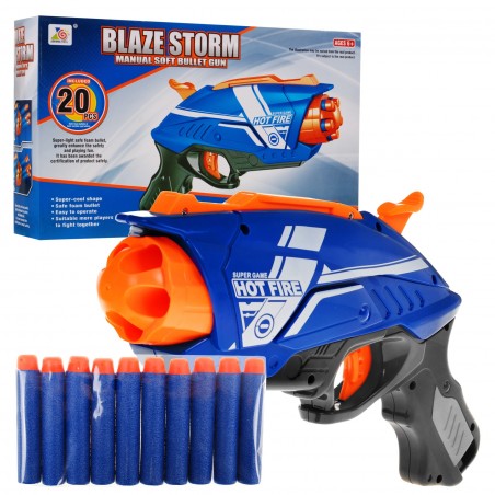 Manualny Pistolet dla dzieci 6+ Blaze Storm Mechanizm sprężynowy + 20 długich Pocisków z pianki - 4
