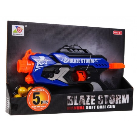 Sprężynowy Pistolet dla dzieci 8+ Blaze Storm 5 pocisków Kulek z pianki + Ręczny mechanizm - 4