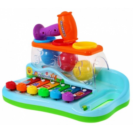 Kolorowe Cymbałki 2w1 dla dzieci 18m+ Instrument + Młotek + Sorter kolorów z kulami - 3