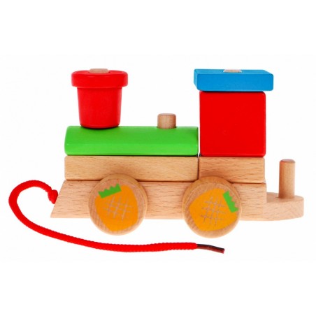 Drewniana lokomotywa z sorterami dla dzieci 3+ Zabawka sensoryczna + 27 klocków - 3