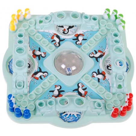 Gra planszowa "Wyścig pingwinów" chińczyk dla dzieci 4+ i dorosłych + Kolorowe pingwiny + Kostka w kuli - 2