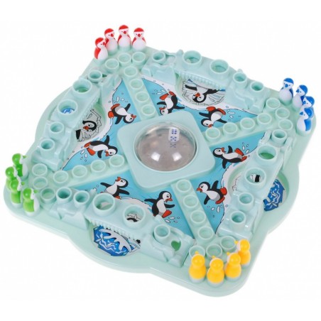 Gra planszowa "Wyścig pingwinów" chińczyk dla dzieci 4+ i dorosłych + Kolorowe pingwiny + Kostka w kuli - 3
