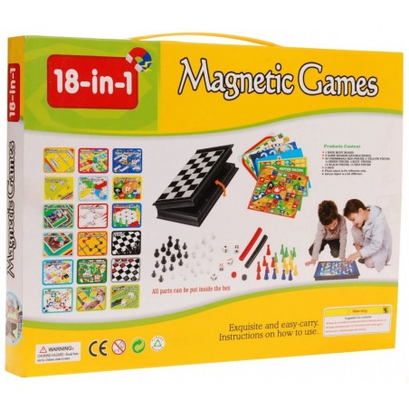 Ogromny zestaw magnetycznych Gier Planszowych 18w1 dla dzieci i dorosłych + Akcesoria - 1