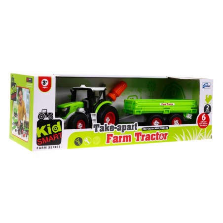 Rozkręcany Traktor z przyczepą dla dzieci 3+ Wkrętarka + Śrubokręt + Spychacz - 6