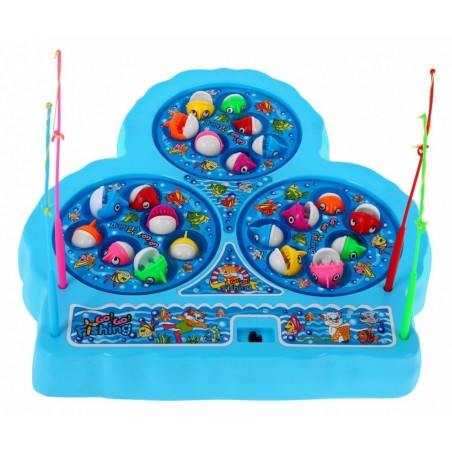 Gra zręcznościowa Łowienie Rybek dla dzieci 3+ niebieski + 21 kolorowych Rybek + 4 Wędki + Plansza z 3 jeziorkami - 3