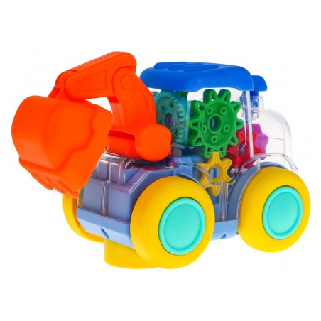 Interaktywna kolorowa Koparka z napędem dla dzieci 3+ Koła zębate + ruchoma łyżka - 1
