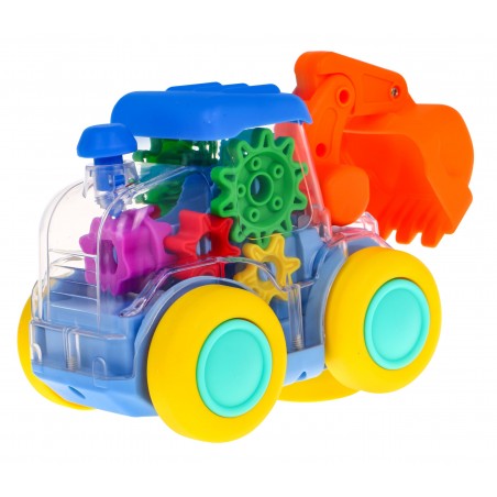 Interaktywna kolorowa Koparka z napędem dla dzieci 3+ Koła zębate + ruchoma łyżka - 3