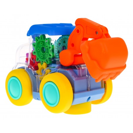 Interaktywna kolorowa Koparka z napędem dla dzieci 3+ Koła zębate + ruchoma łyżka - 4