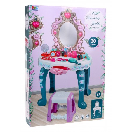 Interaktywna toaletka z lustrem i taboretem dla dziewczynek 3+ Światła dźwięki 22 el. - 6